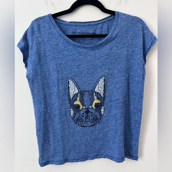Comptoir Des Cotonniers Heather Blue Frenchie Tee Size Medium - Picture 1 of 4